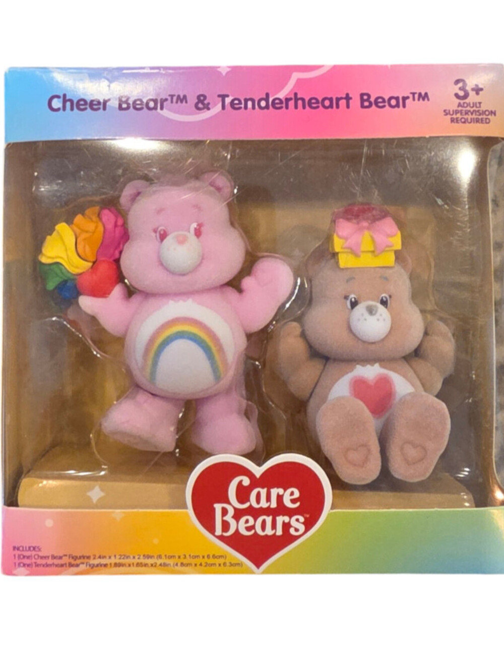 Care Bears Flocked Cheer Bear And Tenderheart Bear 2-Count (NEW IN BOX)